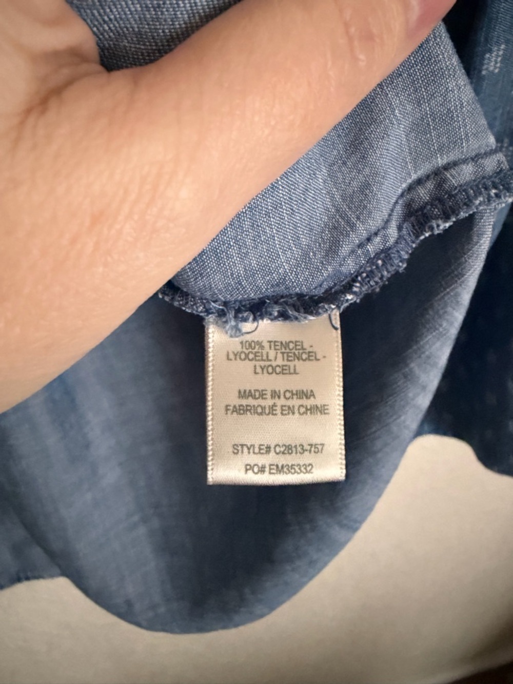 Anthropologie Cloth & Stone Printed Denim Chambray Button Down Shirt S - Picture 7 of 9